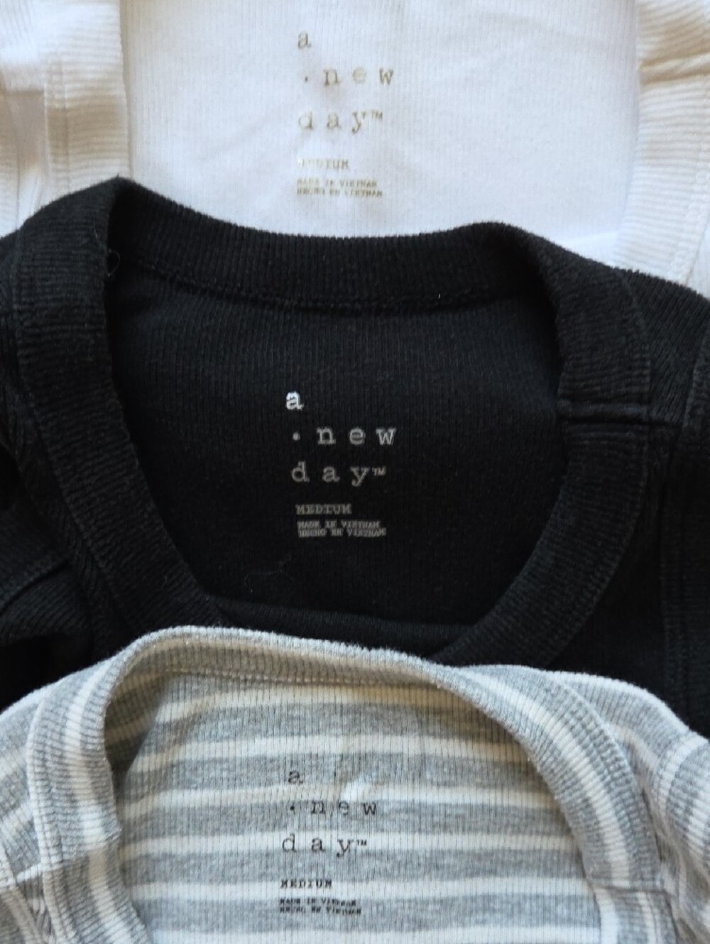 a new day High Neck Tank Top Set White, Black, Mint, Coral & Gray Stripe Medium - Picture 3 of 10
